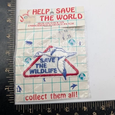 Vintage 1990 Joy Insignia "Save the Wildlife" Ecology Patch – Iron On – NIP - B - Image 1 of 3