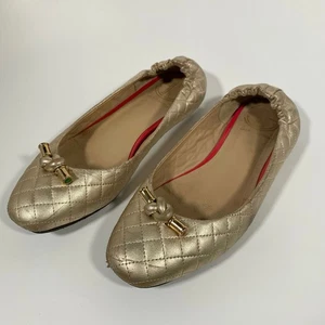 Lilly Pulitzer Gold Quilted Knot Just another Ballet Flat slippers Women size 7 - Picture 1 of 18