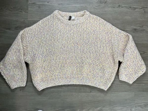 Suéter de punto grueso recortado multicolor de gran tamaño Divided By H&M para mujer talla XL - Imagen 1 de 5
