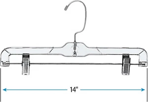 Economy Kunststoff Kleiderbügel Hosenrock 20 klar 14" Hängestangen gepolsterte Metallclips - Bild 1 von 14
