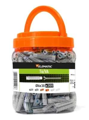 TASSELLO TASSELLI in NYLON T6/VA con VITE 6x30mm ELEMATIC BOX KIT 300 Pezzi - Immagine 1 di 4