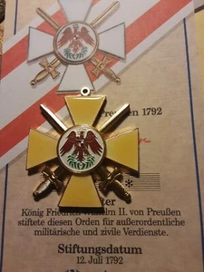 PREUSSEN 1792 - Roter Adler ORDEN KREUZ mit SCHWERTERN - Göde Zertifikat - Bild 1 von 4