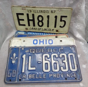 Lote De Colección/14 Placas De Metal Quebec IL OH MD MI PA NJ Caducadas 1968-2001 - Imagen 1 de 14