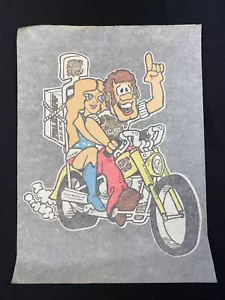 VTG FALSTAFF BEER MO FANNY FEARLESS MOTORCYCLE SCHLITZ PABST BUD T-SHIRT IRON-ON - Picture 1 of 4