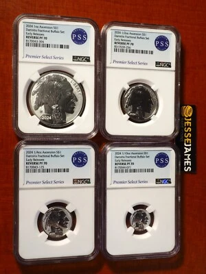 2024 $1 ASCENSION FRACTIONAL REVERSE PROOF SILVER BUFFALO NGC PF70 ER 4 COIN SET - Image 1 of 4