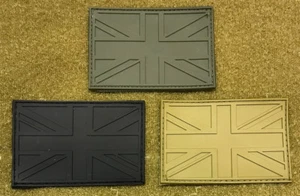 Union Jack Subdued Rubber PVC Morale Patch for UBACS & Bergen-BLACK-GREEN-TAN - Foto 1 di 7
