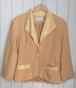 Stunning RARE Designer FIN DE SIECLE PARIS Yellow Linen Jacket Size 12-14 VGC - Picture 1 of 11
