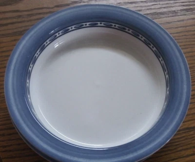 Dansk Bistro Cafe Belgian Blue Rimmed Soup/Cereal Bowls  8" Portugal set/2.   f4 - Image 1 of 2