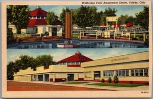 Toledo, Ohio Postcard WALBRIDGE PARK AMUSEMENT CENTER Curteich Linen 1945 Unused - Picture 1 of 2