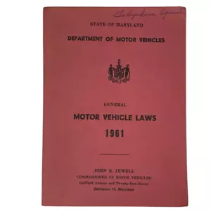 Maryland Fahrzeuggesetze Kraftfahrzeugabteilung 1961 Telefonbetreiber Vintage - Bild 1 von 10