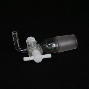 29/32 Joint Lab Glass 90 Degree Bend Adapter With PTFE Stopcock Glassware - Picture 1 of 4