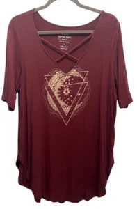 Women Torrid Sz 1 Cranberry Shirt Super Soft Knit Plus - Picture 1 of 4