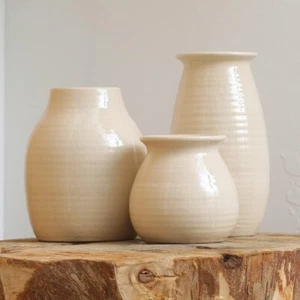 Fortivo Beige Vases for Decor - Rustic Home Decor, Modern Farmhouse Decorations - Picture 1 of 8