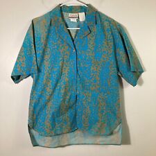 Womens Vintage Levis Sportswear Button Shirt Short Sleeve Blue Gold S