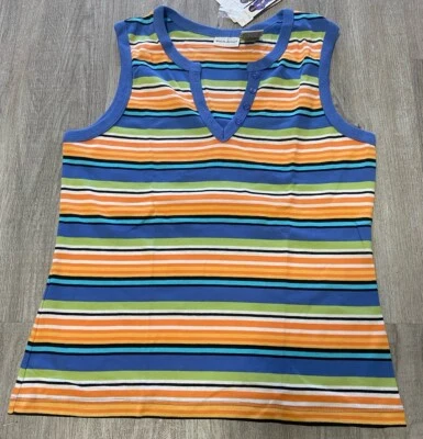 Vintage White Stag Women's Striped Tank Top Shirt Size Medium NEW With Tags - Image 1 of 4