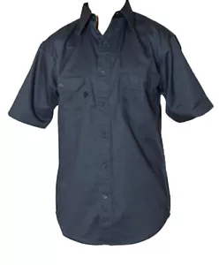 Herren marineblau Arbeitshemd, kurzärmelig, Uniform, 65 % Poly 35 % Baumwolle Köper - Bild 1 von 2