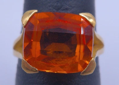 (MA1) Anillo Dama Oro Portugués 19k Piedra Naranja 6.8g Talla 8.5 Foto 1 de 4