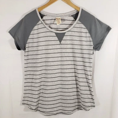 Женская футболка Faded Glory размер Large (12–14) серая в полоску с коротким рукавом - Изображение 1 из 4