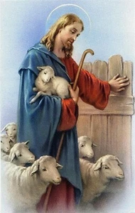 Jesus und seine Herde gezählte Kreuzstichmusterkarte DMC Zahnseide - Bild 1 von 5