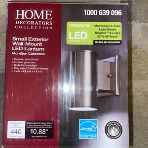 Brushed Nickel Outdoor LED Wall Lantern Sconce by Home Decorators Collection - Picture 1 of 8