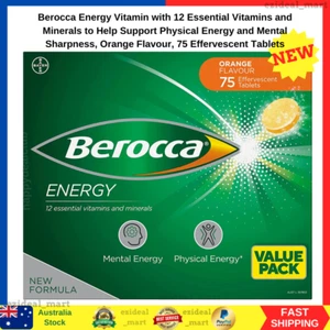 Berocca Energy Vitamin, Orange - 75 Effervescent Tablets | NEW AU FREE SHIPPING - Picture 1 of 11