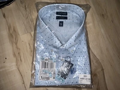 NUEVO CON ETIQUETAS Camisa de Vestir Stafford Para Hombre Oxford Elastizada Botón Manga Larga 22 38 39 Azul Foto 1 de 4