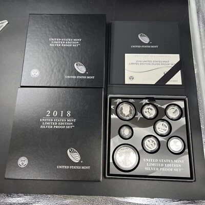 2018 United States Mint Limited Edition Silver Eagle Proof Set w/ Box & COA #A - Image 1 of 4