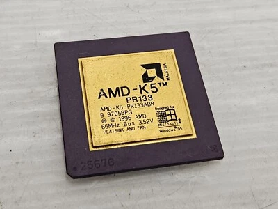 AMD K5-PR133ABR, Socket 7, Top Gold Vintage Processor, Very Rare, Working! - Image 1 of 2