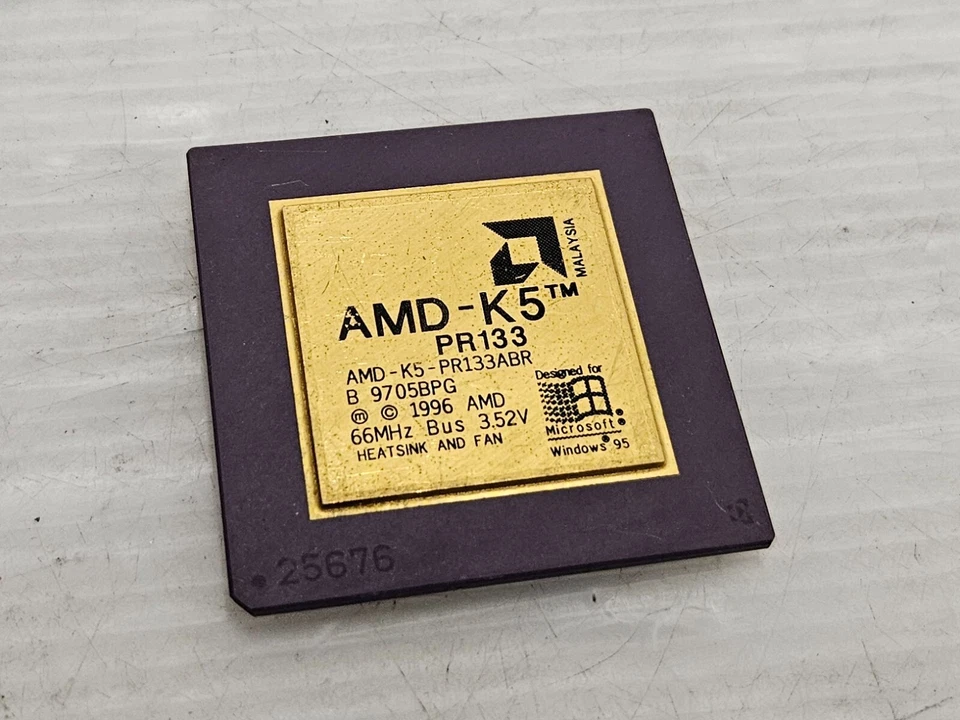 AMD K5-PR133ABR, Socket 7, Top Gold Vintage Processor, Very Rare, Working! - image 1 of 2