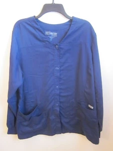 Greys Anatomy Scrub Top Sz 2XL Black Nursing Medical Uniform Long Sleeve Buttons - Picture 1 of 12