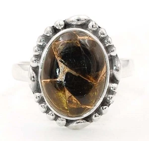 Natural Black Tourquoise 925 Solid Sterling Silver Ring Jewelry Sz 8 @19-5 - Imagen 1 de 2