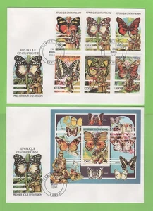 Central African Republic 1990 Scouts/Butterflies set & m/s on 2 First Day Covers - Picture 1 of 1