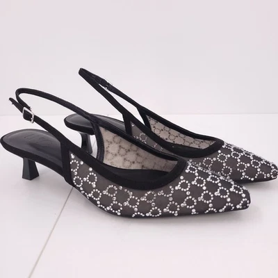 I.N.C. Zapatos de salón INC Gemini negros de tacón medio de gatito con cordones malla de estrás nuevos Foto 1 de 4