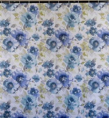 Cortina de ducha de baño de jardín MARCA DE AGUA FLORAL pincelada grande flores pintadas Foto 1 de 3