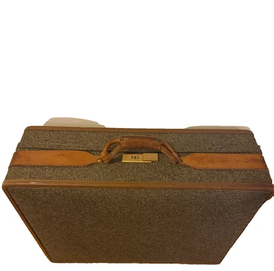 Maleta Equipaje Hartmann Tweed Vintage Cuero Marrón Asa Forro Inodoro 21"L Foto 1 de 4