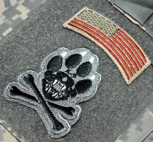 USMC EOD EXPLOSIVE DETECTION CANINE K-9 vêlkrö ACU 2-TAB: US FLAG+DOG PAW PRINT - Picture 1 of 13