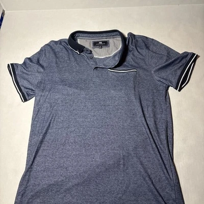 Camisa de vestir Michael Brandon para hombre mediana 1/4 botones polo azul marino manga corta Foto 1 de 4