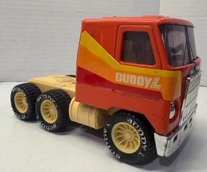 Vintage 1980 Buddy L Pressed Steel Semi Tractor Truck Over Cab Orange - Picture 1 of 5