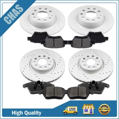 Front And Rear Brake Ceramic Pads & Rotors Kit For 2010-2016 Audi A3 Quattro - Imagem 1 de 4