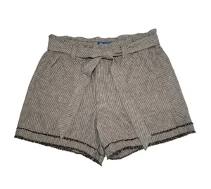 Democracy Ab Solution Paperbag Hüftshorts Gr. 10 braun weiß Streifen Bindegürtel - Bild 1 von 14