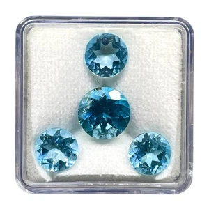 VVS 4 Pcs Natural Sky Blue Topaz 9-11mm Round Cut Top Quality Loose Gemstones - Picture 1 of 9