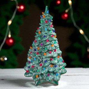 VTG Light Up Ceramic Christmas Tree Holland Mold 18.5 inches W/ Star Base - Picture 1 of 20