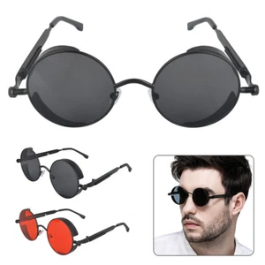 Retro Round Polarized Sunglasses Men Women Vintage Gothic Steampunk Glasses Gift - Picture 1 of 8