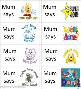 40 x Mamá dice bien hecho/entrenamiento para ir al baño/comer/elogio/recompensa/etiquetas/pegatinas  - Imagen 1 de 1