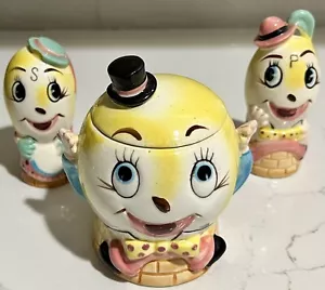 Lot of 3 Enesco Anthropomorphic Humpty Dumpty Sugar Bowl Salt & Pepper S&P *READ - Picture 1 of 15