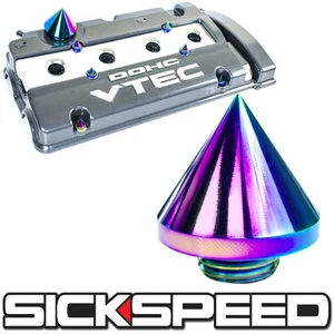NEO CHROME SPIKED BILLET ALUMINUM TURBO ENGINE VALVE COVER OIL LID FILLER CAP  - Picture 1 of 1