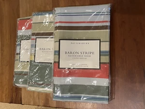 Pottery Barn BARON STRIPE Reversible Euro Shams (3) with zips - NWT - Picture 1 of 6