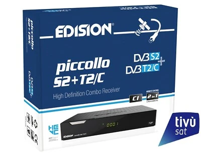 Edision Piccollo Combo DVB-S2/T2 HEVC H265 FHD Config. TivùSat 100% - Immagine 1 di 4