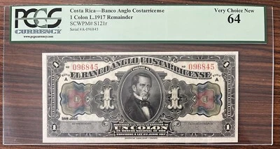 Costa Rica 1 Colon 1917 Remainder Uncirculated PCGS 64 Very Choice New #75562 - Image 1 of 2