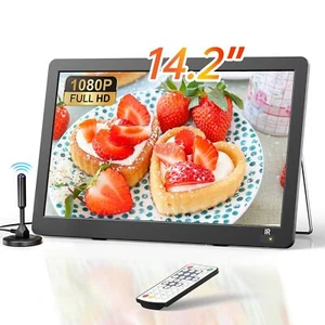 14.2 Zoll Tragbare Fernseher 1080P wiederaufladbare mini TV mit Antenne und D... - Afbeelding 1 van 8